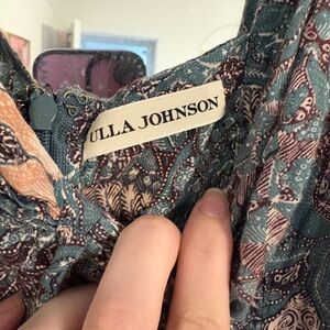 Ulla Johnson Teal and Rust Patterned Midi Dress